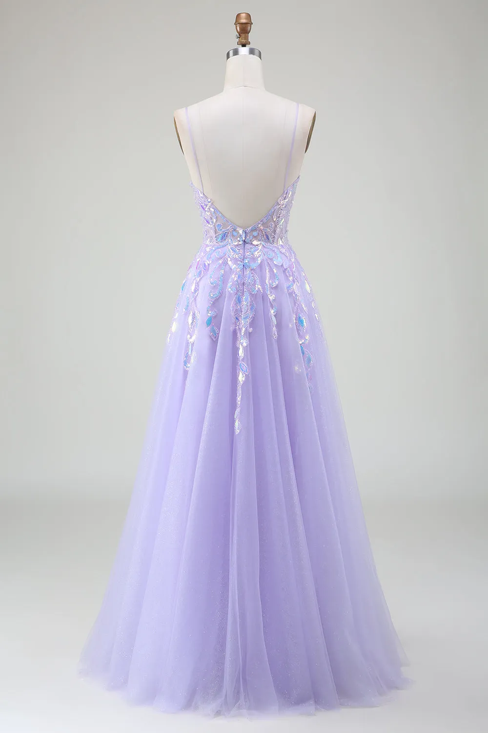 A-Line Purple Formal Dress with Sequins