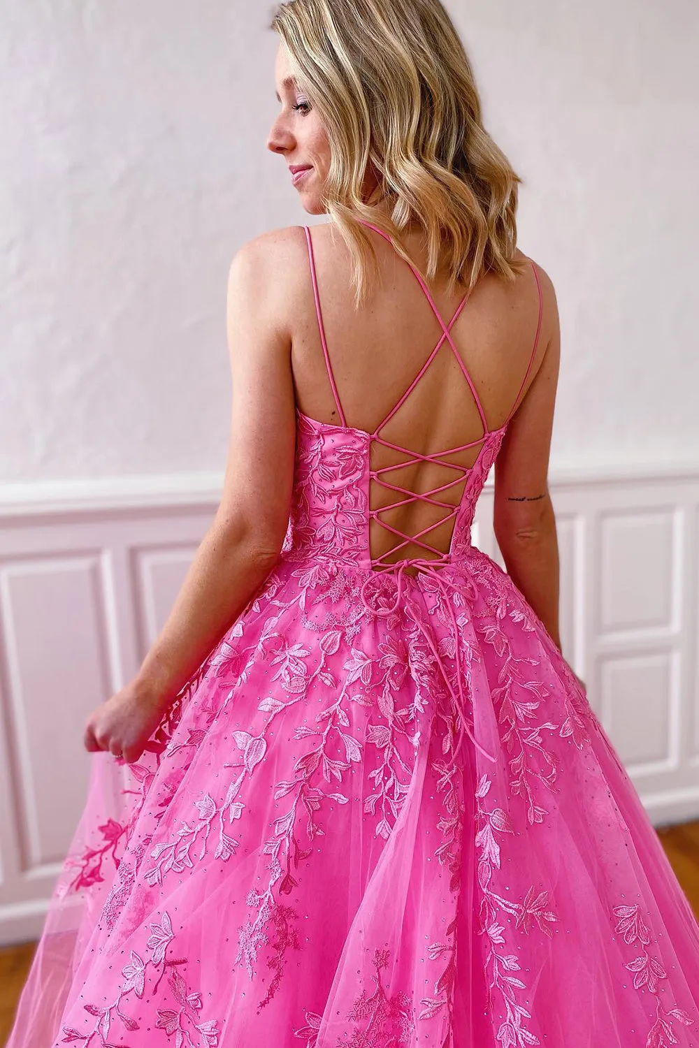 A-Line Spaghetti Straps Long Formal Dress