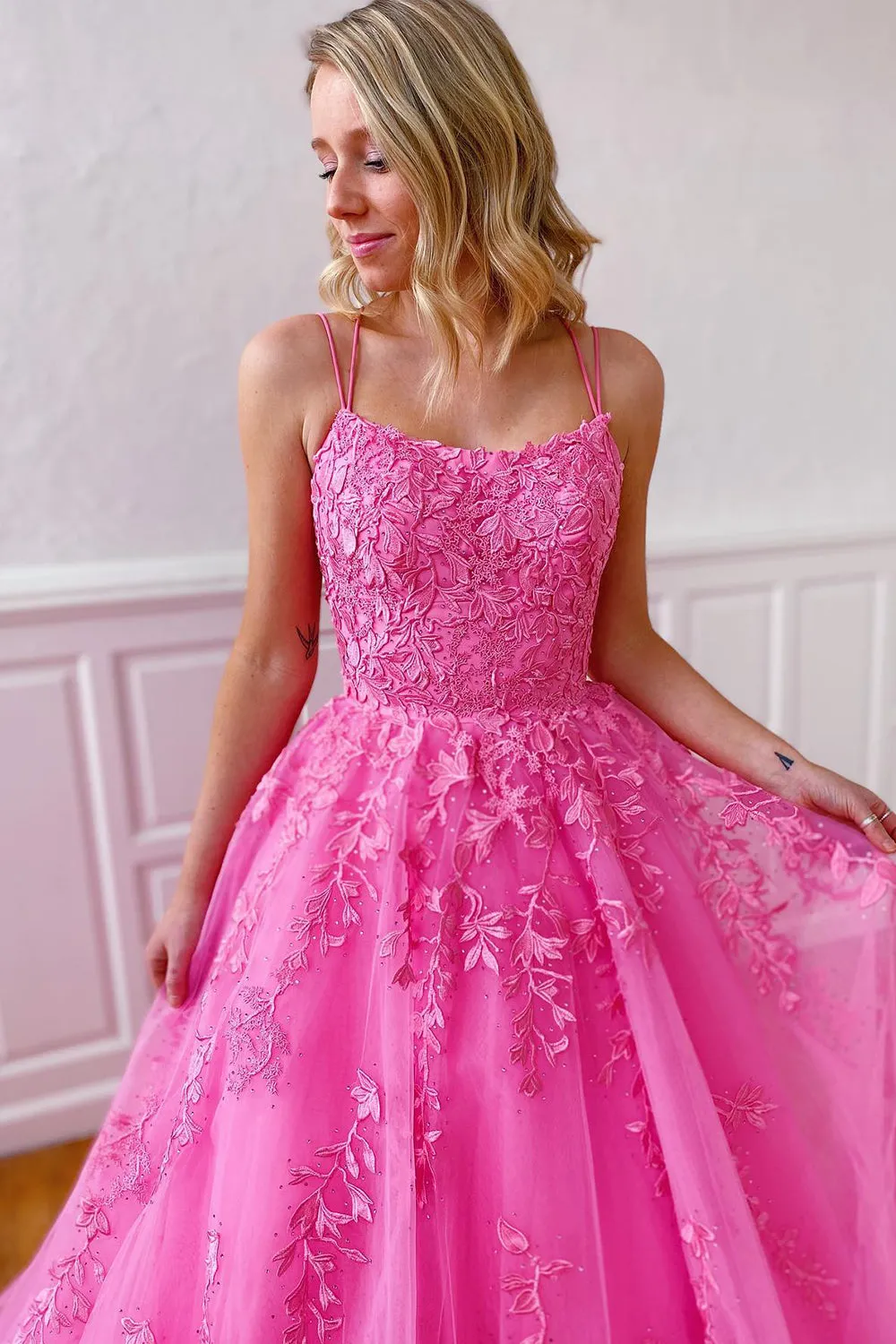 A-Line Spaghetti Straps Long Formal Dress