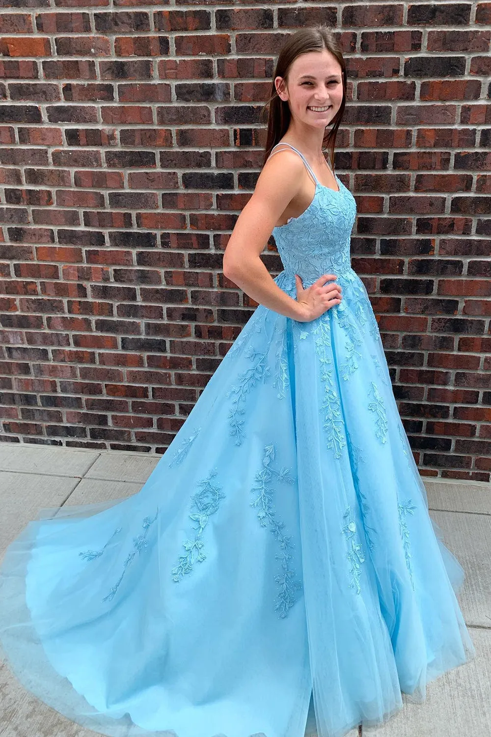A-Line Spaghetti Straps Long Formal Dress