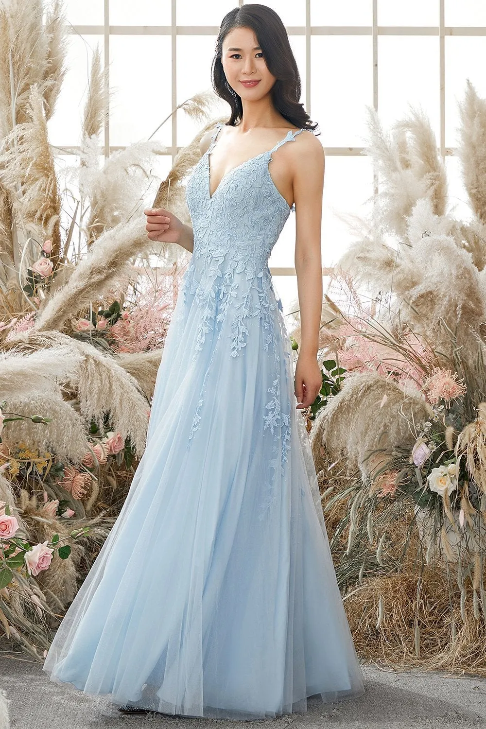 A-Line Spaghetti Straps Long Formal Dress