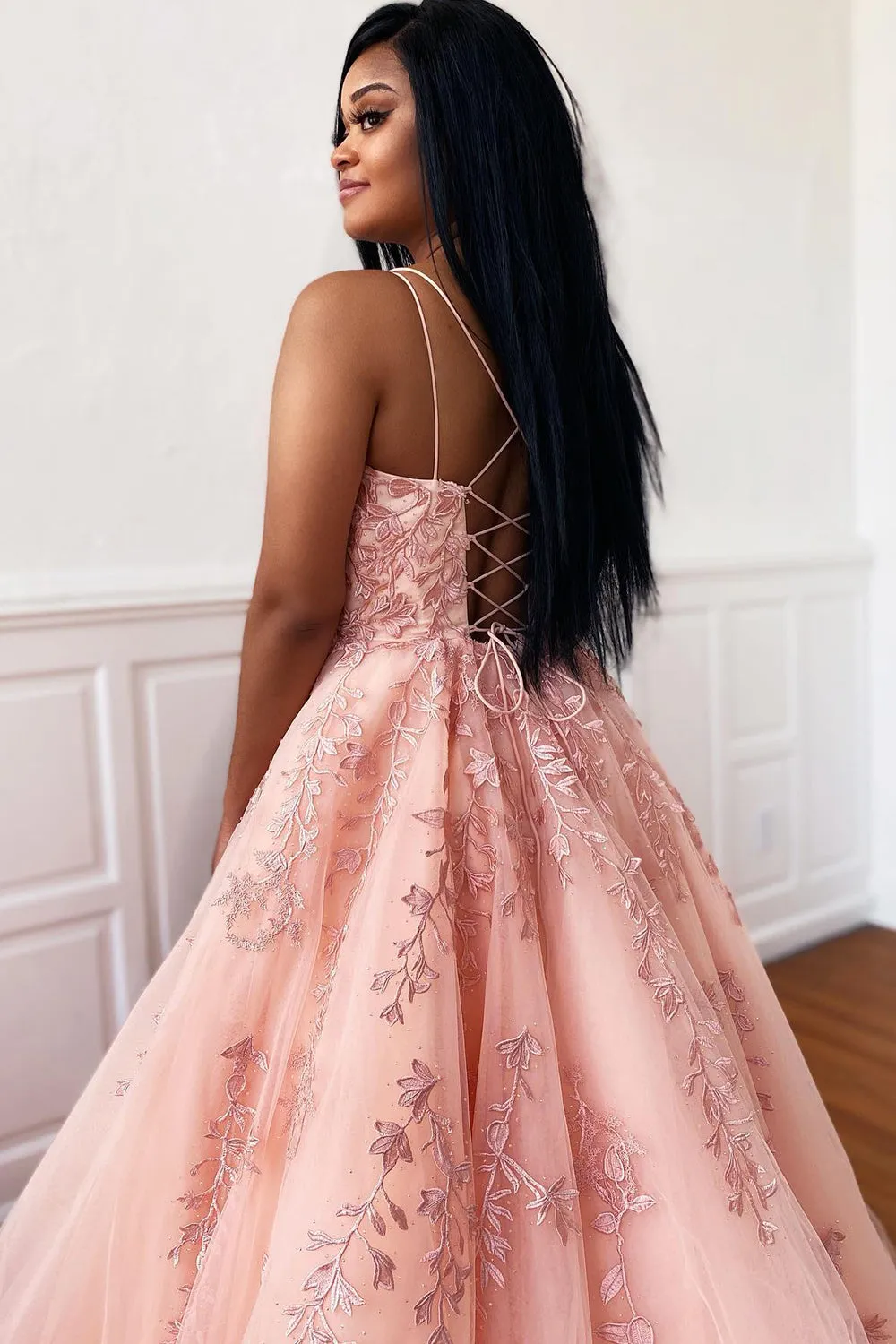 A-Line Spaghetti Straps Long Formal Dress