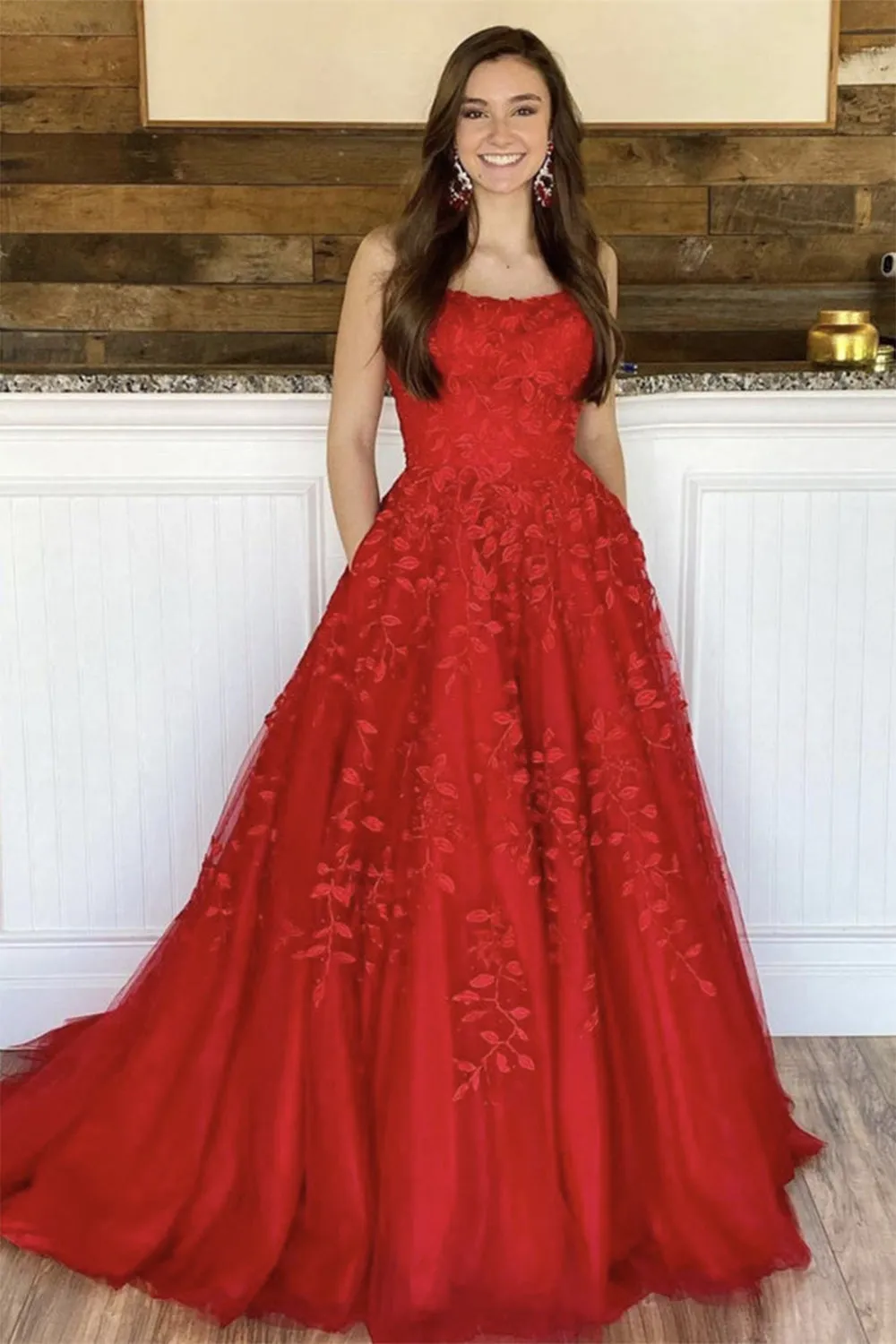 A-Line Spaghetti Straps Long Formal Dress