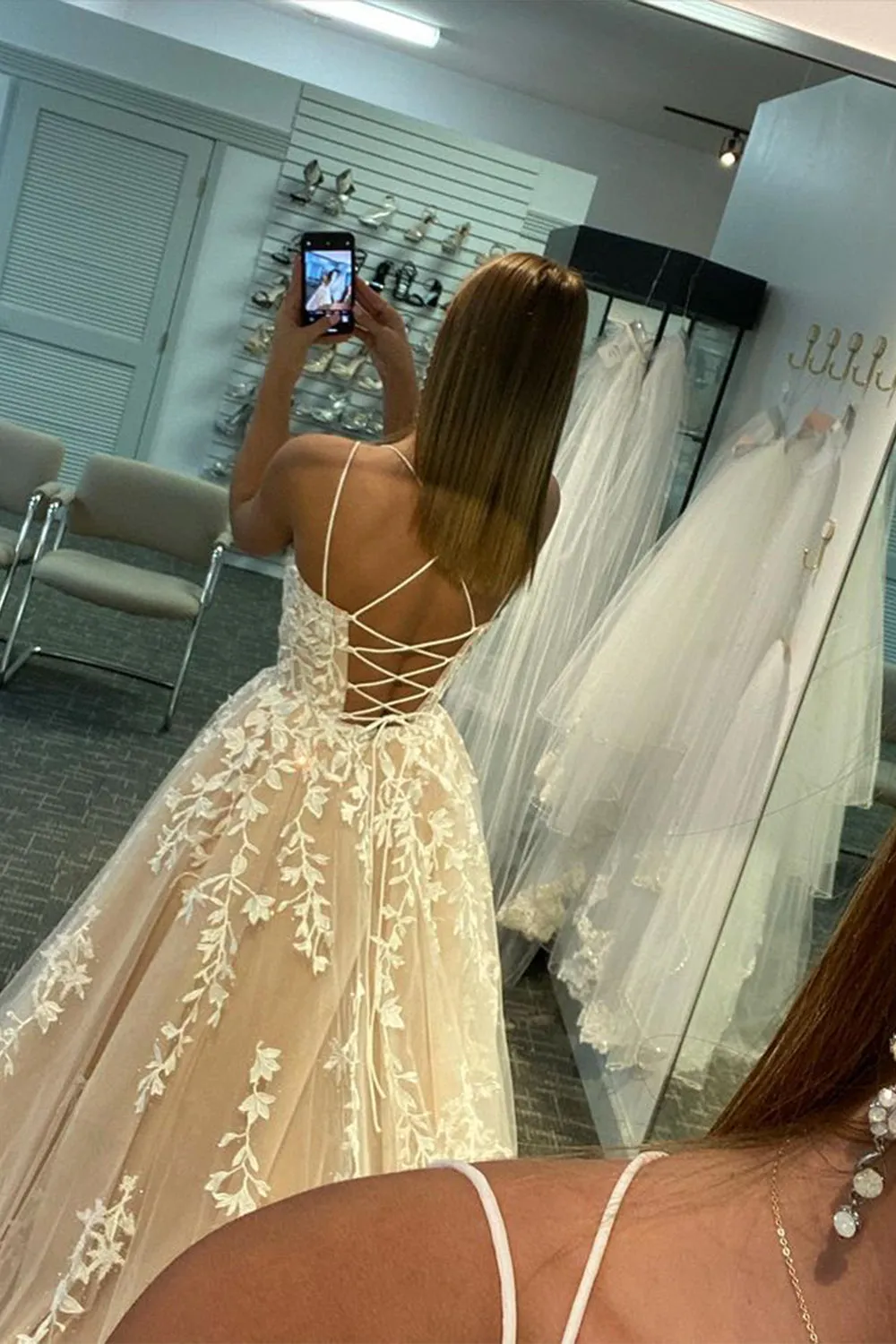 A-Line Spaghetti Straps Long Formal Dress