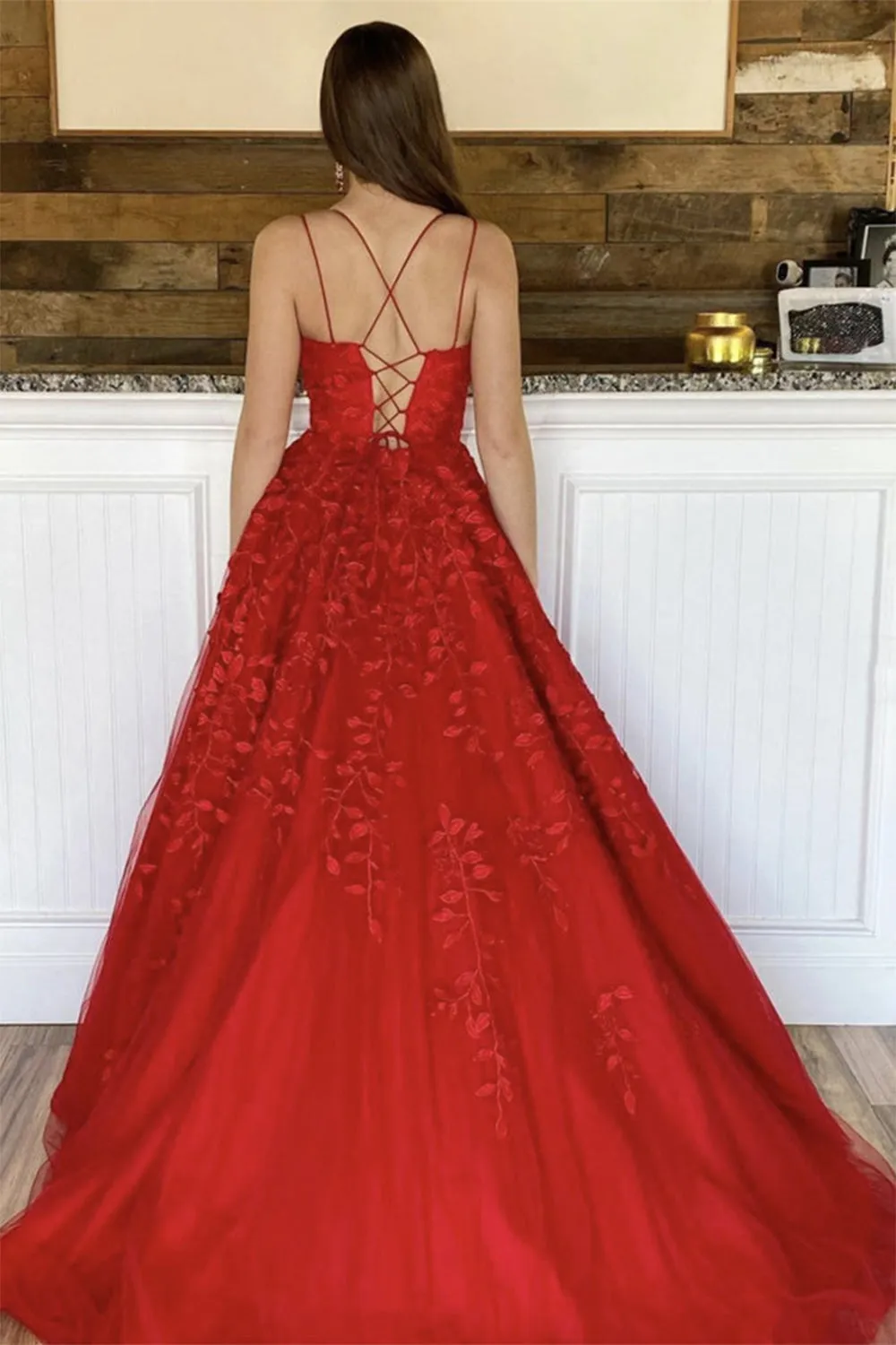 A-Line Spaghetti Straps Long Formal Dress