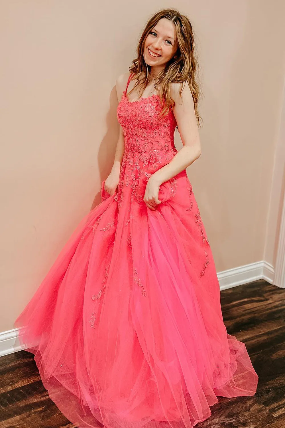 A-Line Spaghetti Straps Long Formal Dress