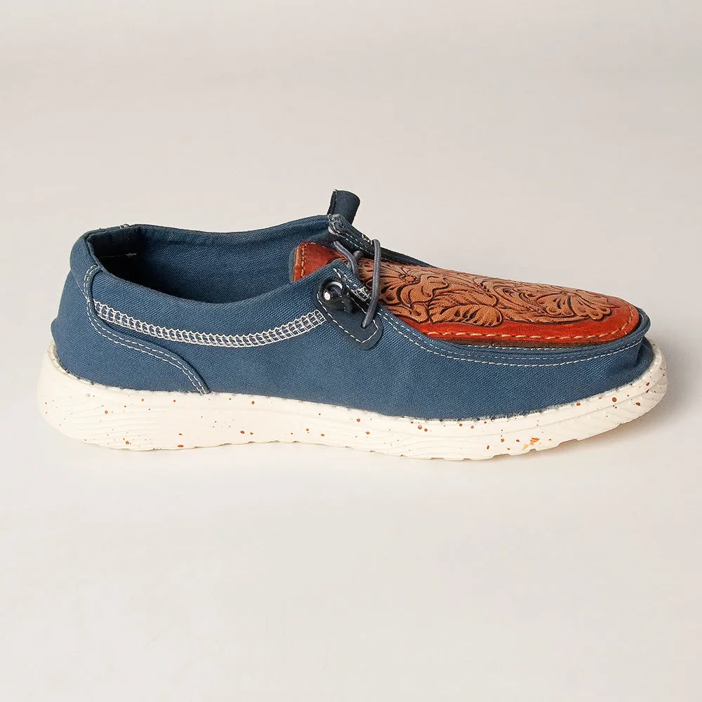 American Darling ADFT133NV11 Hand tooled carved genuine leather trim lightweight shoe footwear slip on
