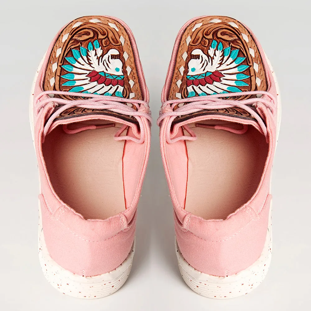American Darling ADFT133PK1 Hand tooled carved genuine leather trim lightweight shoe footwear slip on