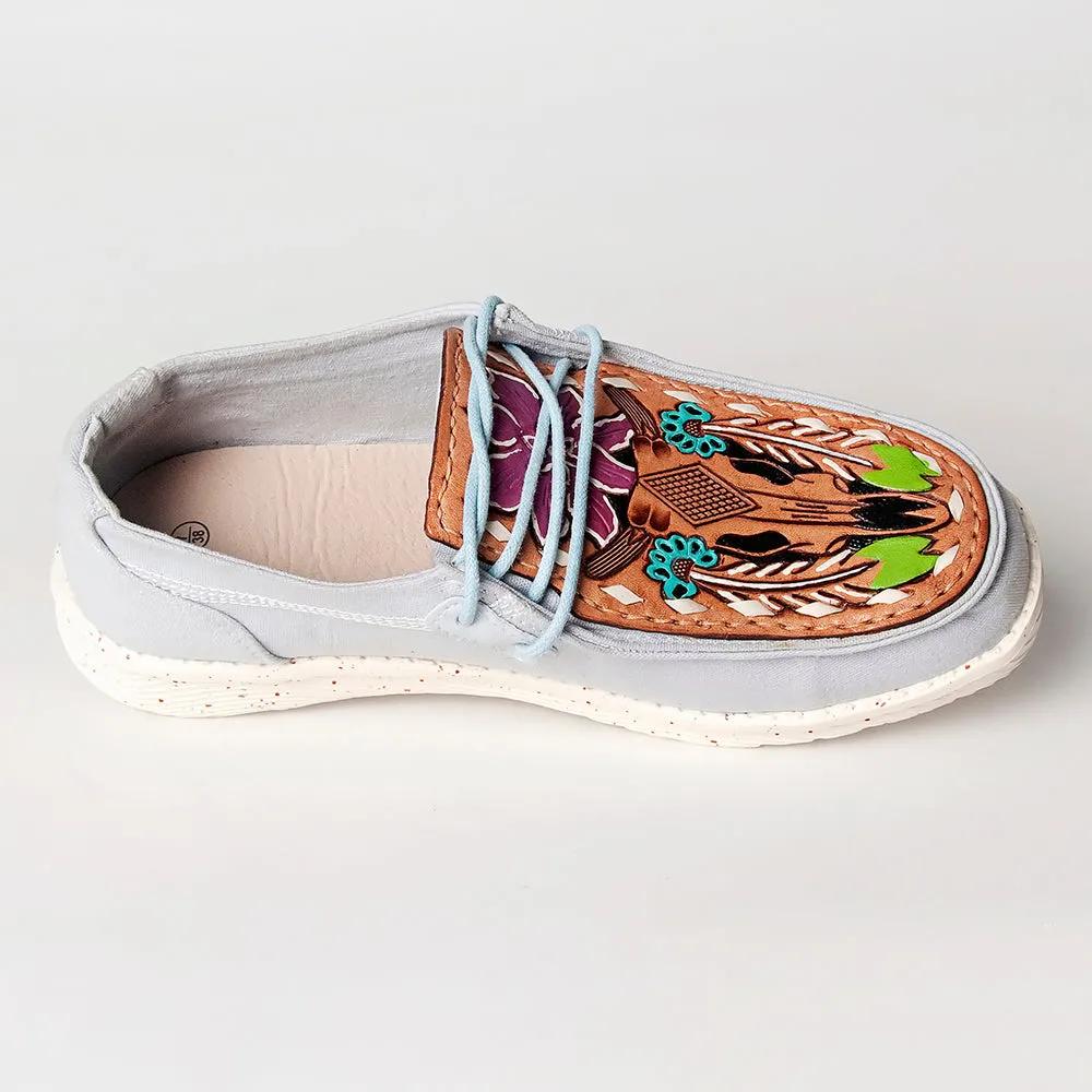 American Darling ADFT133SB2 Hand tooled carved genuine leather trim lightweight shoe footwear slip on