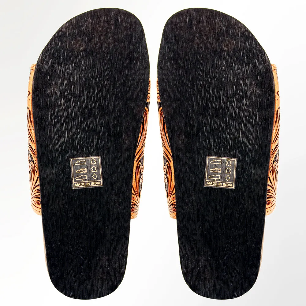 American Darling ADFTE103 Hand tooled carved genuine leather sandal footwear flip flop