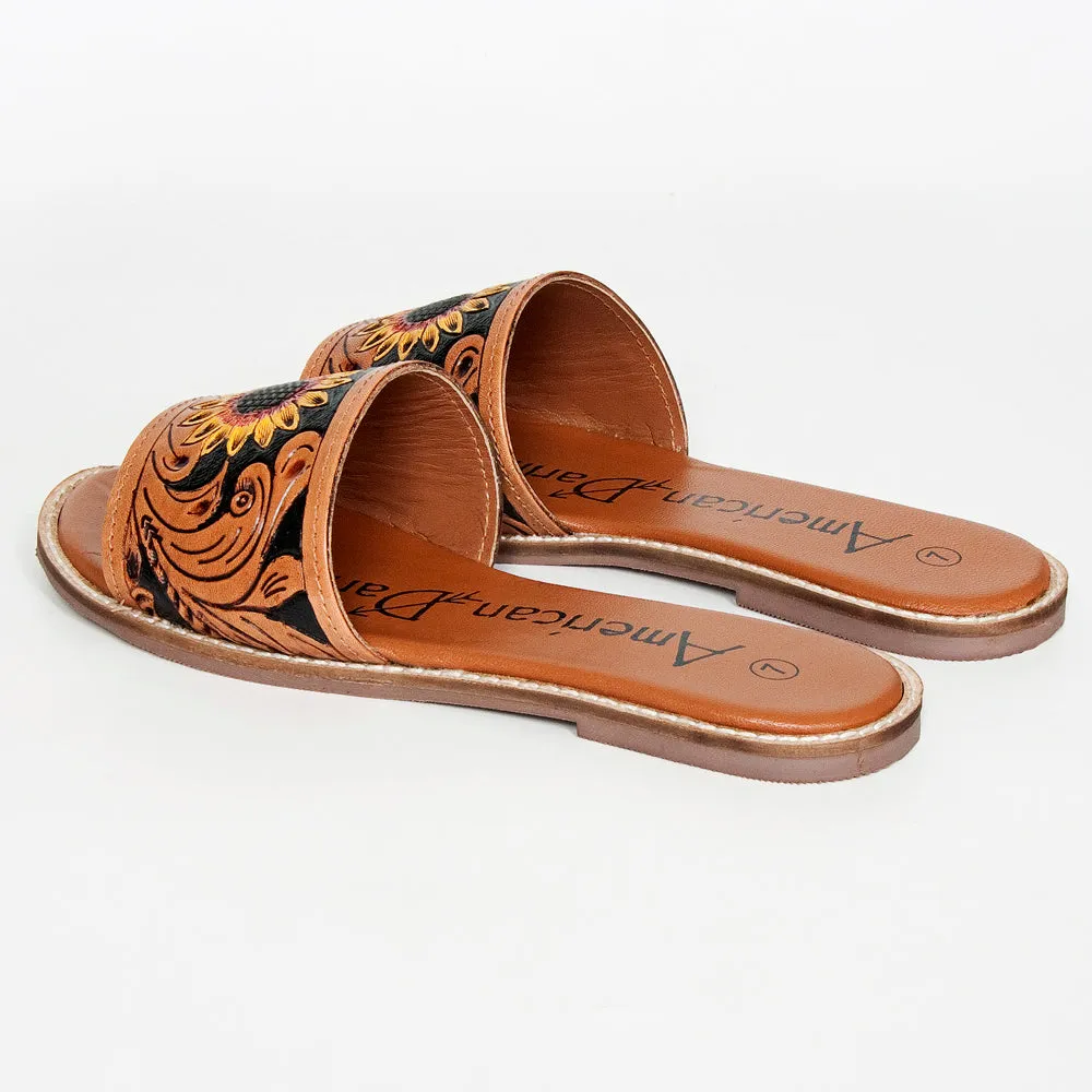 American Darling ADFTE106A Hand tooled carved genuine leather sandal footwear flip flop