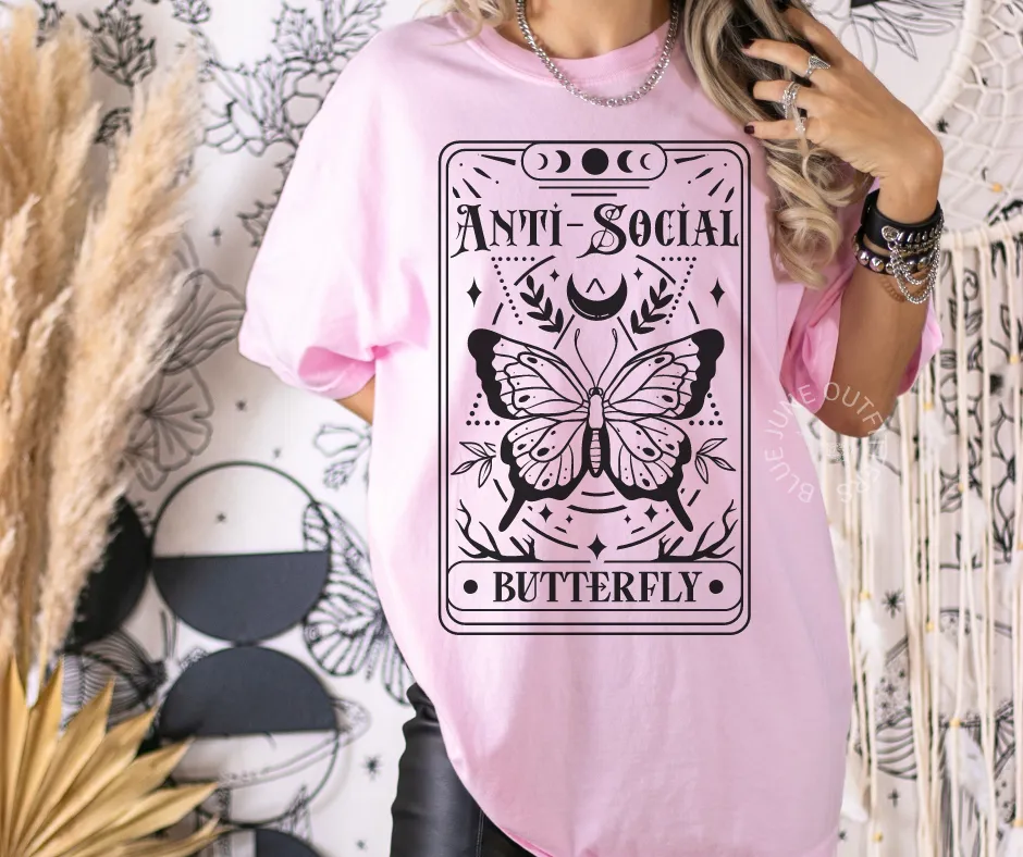 Anti-Social Butterfly Tarot | Mystical Comfort Colors Tee