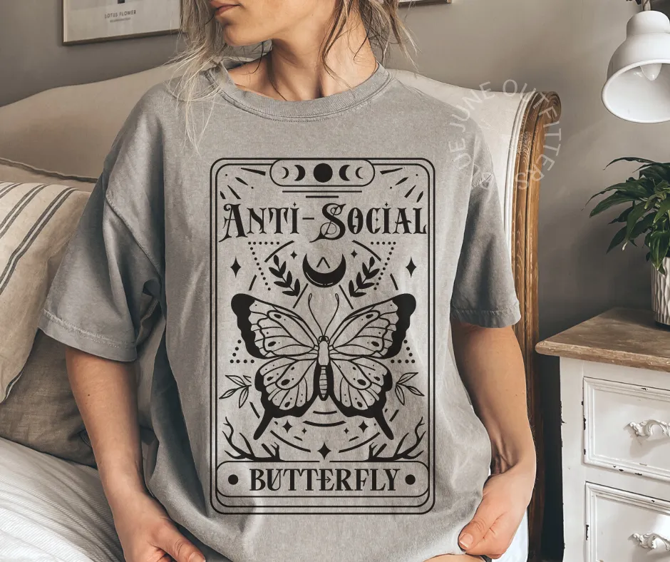 Anti-Social Butterfly Tarot | Mystical Comfort Colors Tee