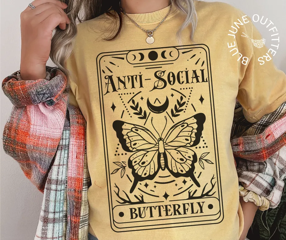 Anti-Social Butterfly Tarot | Mystical Comfort Colors Tee