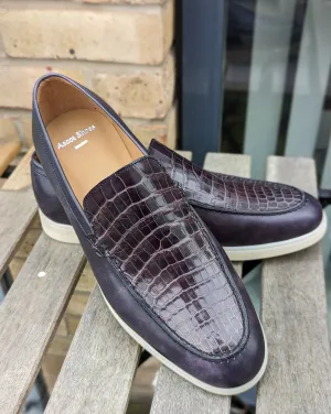 Ascot Sunseeker - Black museum calf & Caviar Crocodile
