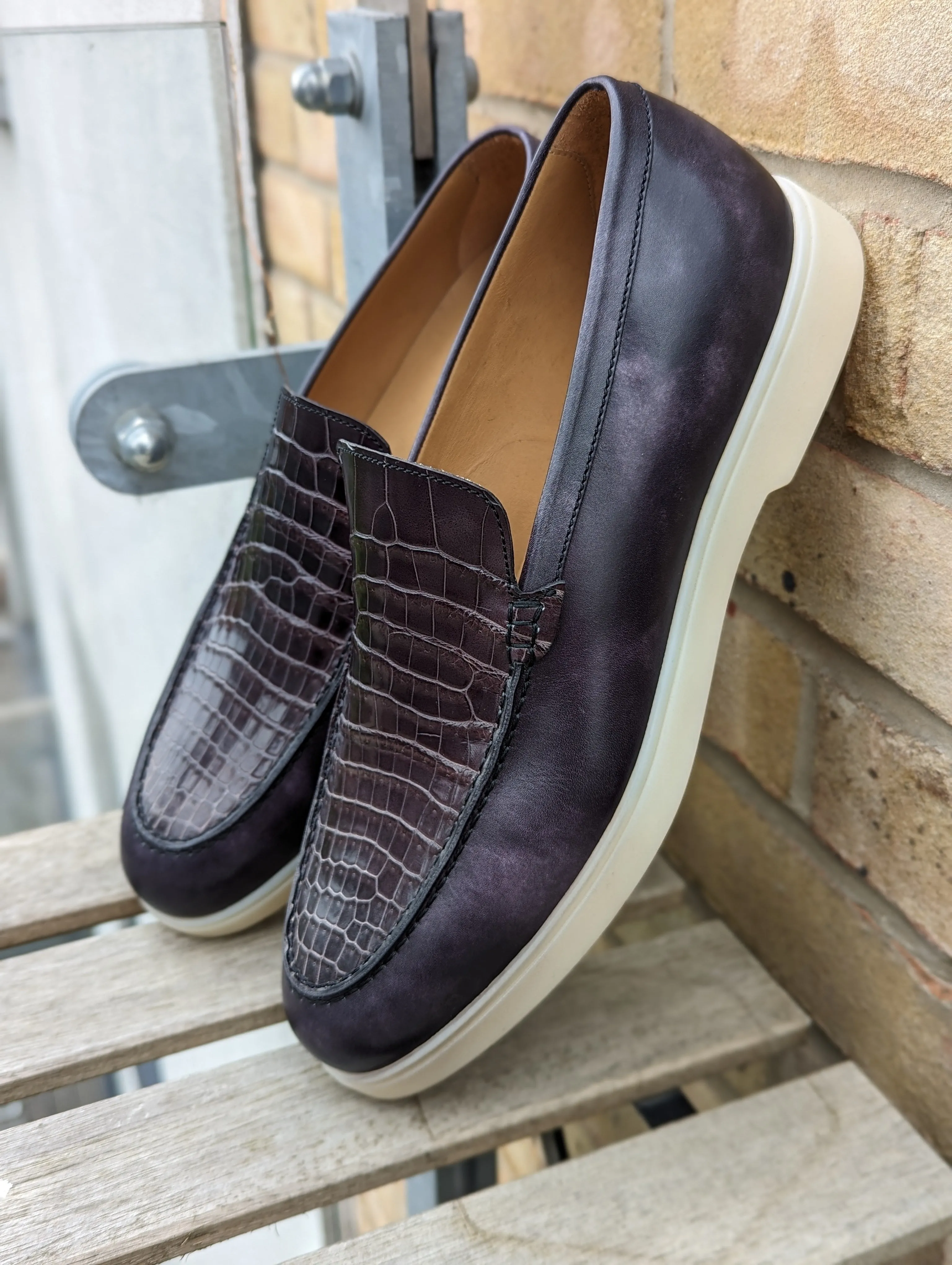 Ascot Sunseeker - Black museum calf & Caviar Crocodile