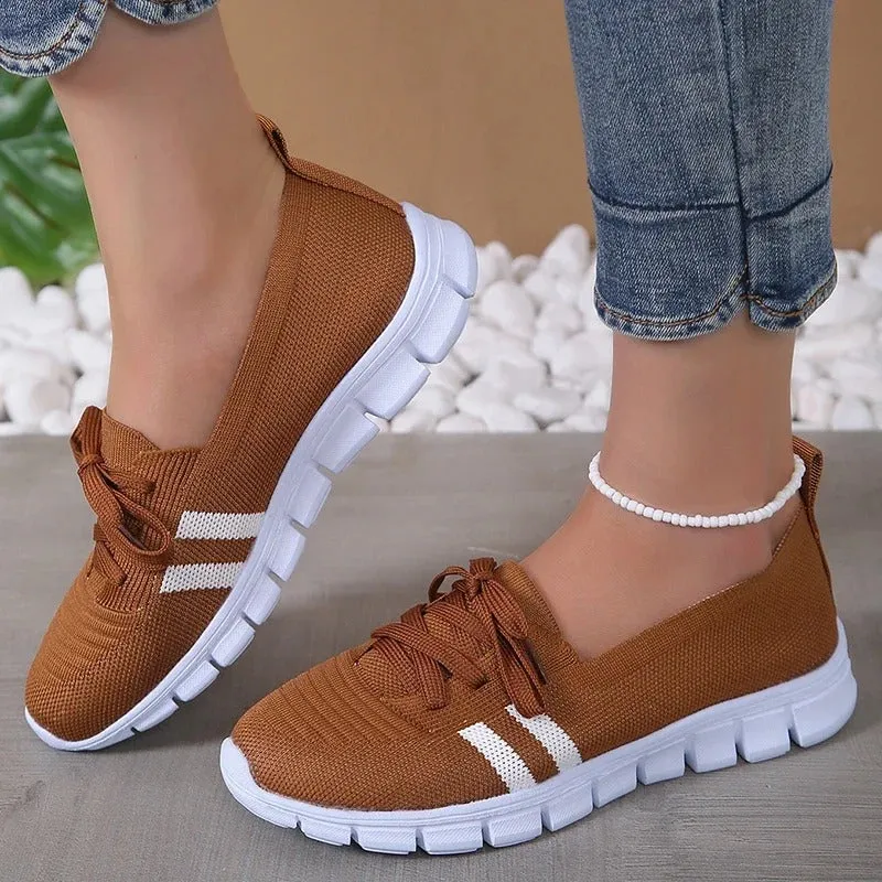 Breathable Soft Sole Knitted Mesh Sneaker Shoes for Women