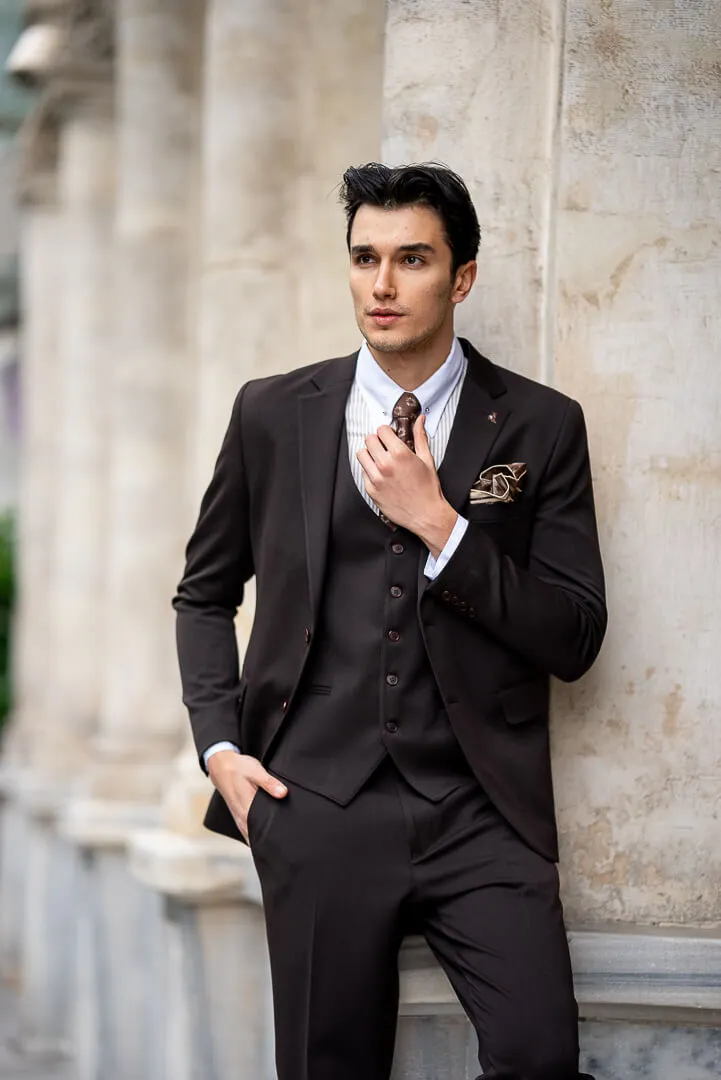 Brown Three Piece Men's Suit.