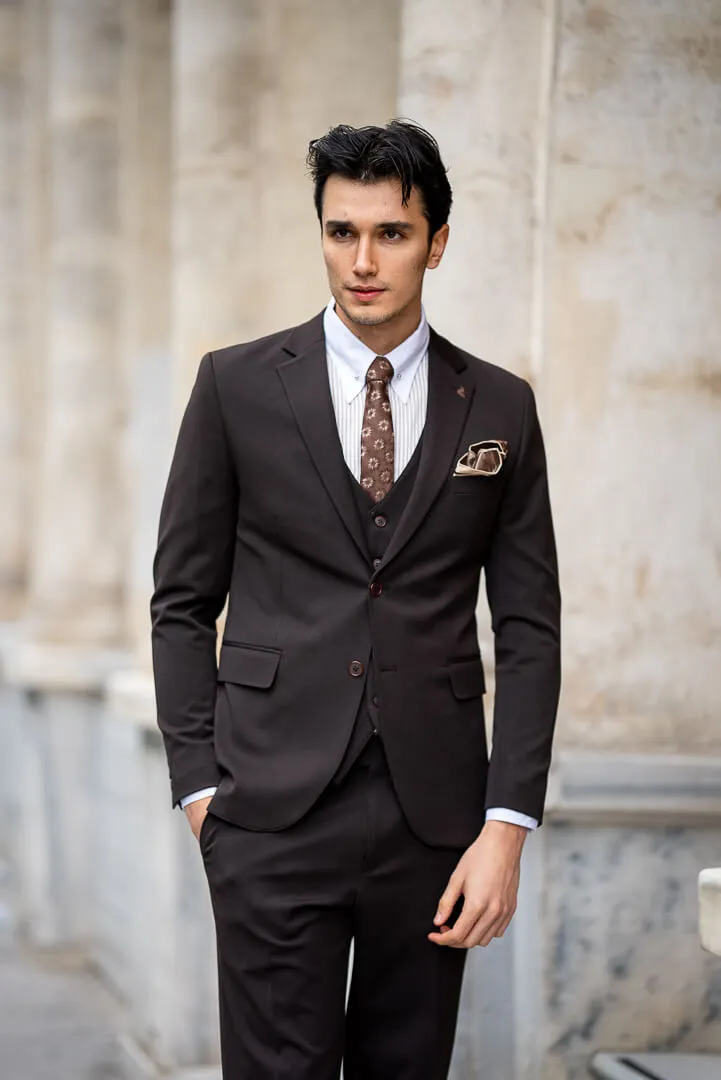 Brown Three Piece Men's Suit.