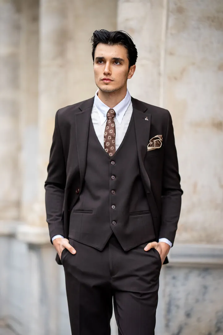 Brown Three Piece Men's Suit.