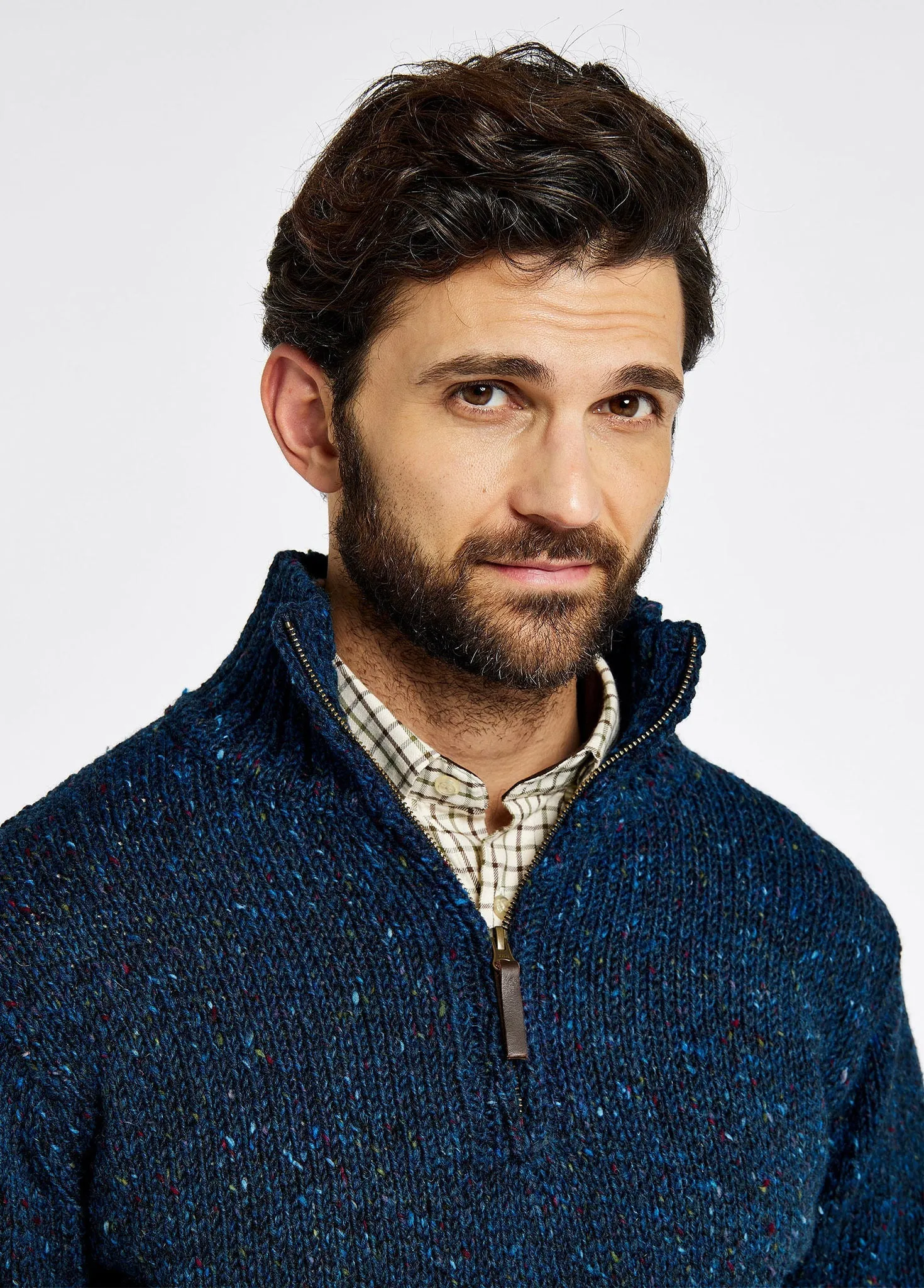 Callaghan Men’s Irish Knit Donegal Sweater - Navy