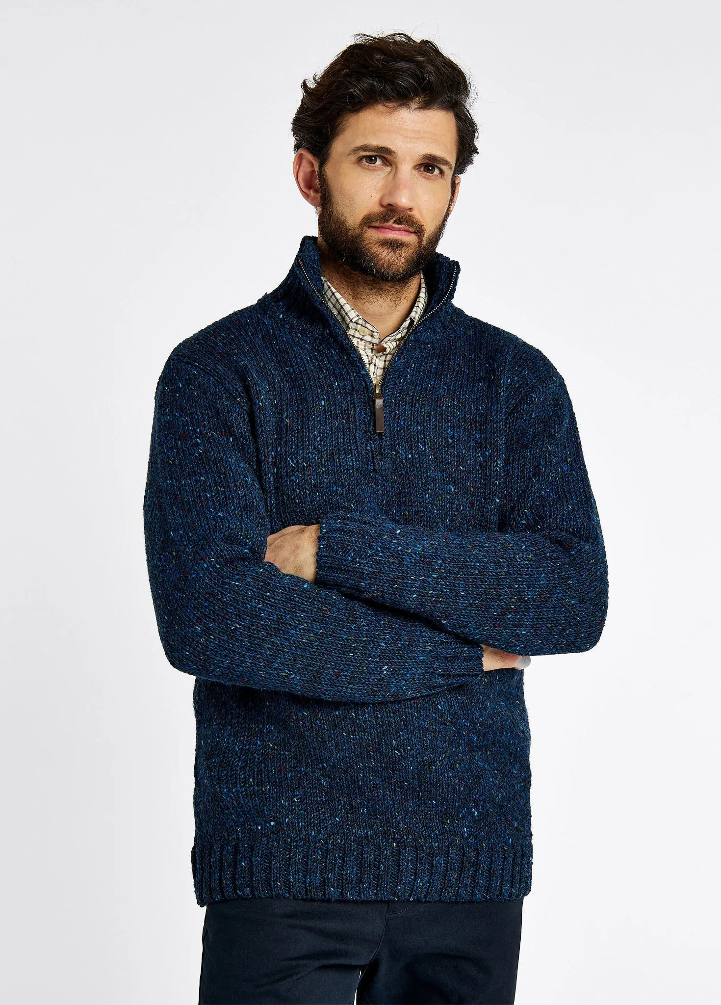 Callaghan Men’s Irish Knit Donegal Sweater - Navy