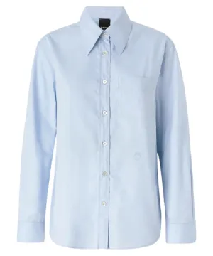 Camicia Corea in Oxford di Cotone Azzurra