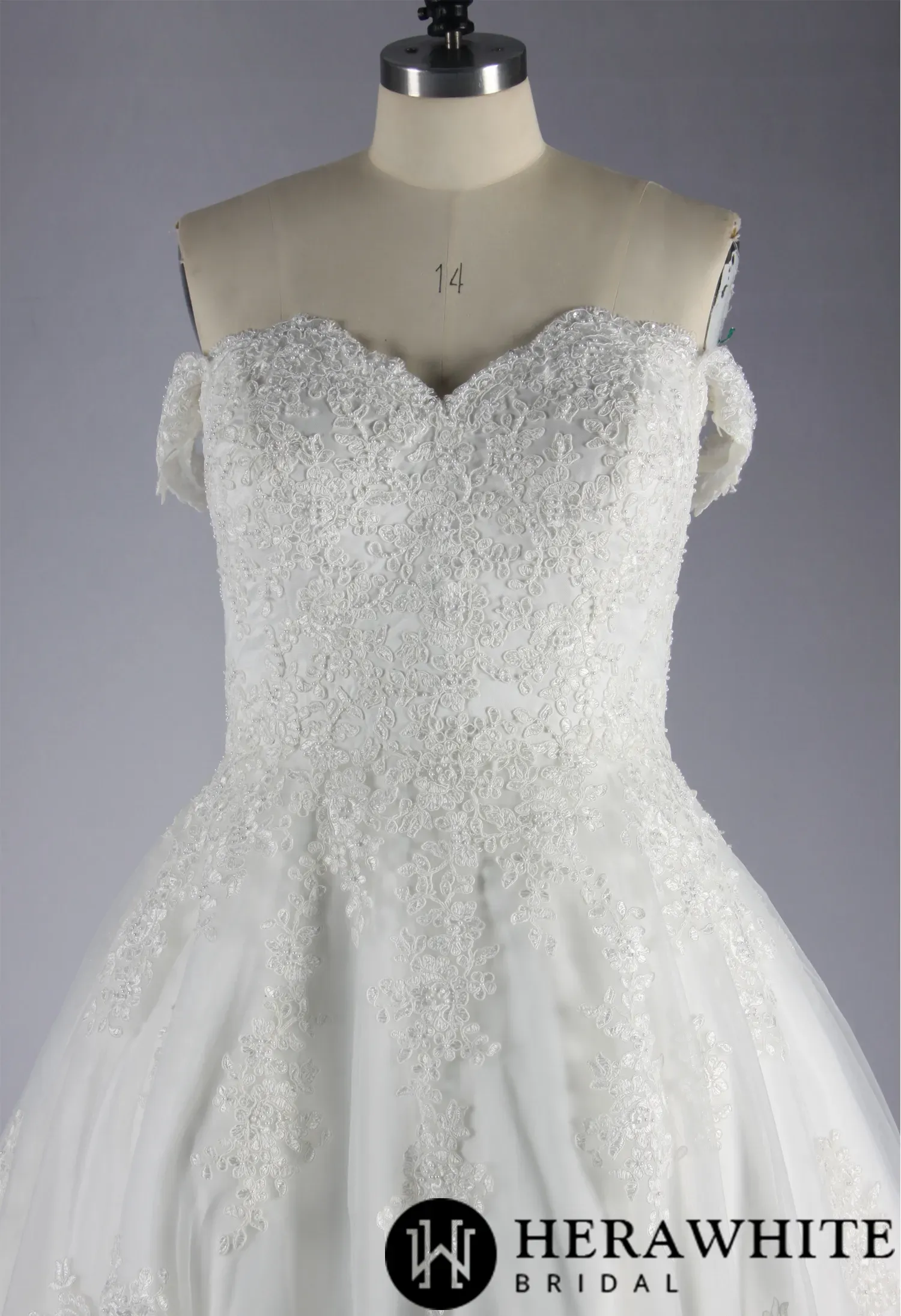 Classic Beaded Sweetheart Off-shoulder Ballgown Wedding Dress