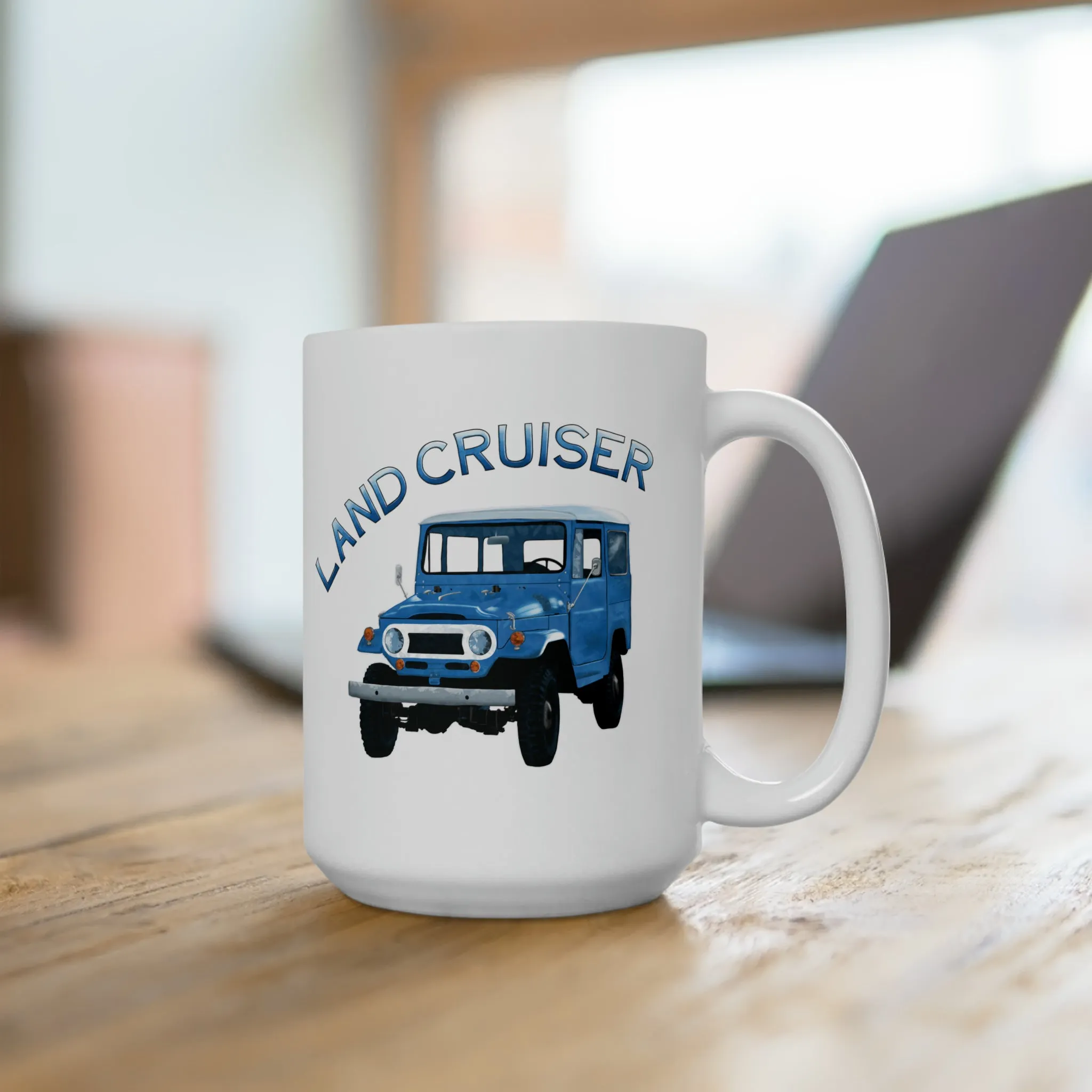 FJ40 Land Cruiser Ceramic Coffee Mug Cup White Version - Reefmonkey Artist Ren Hart