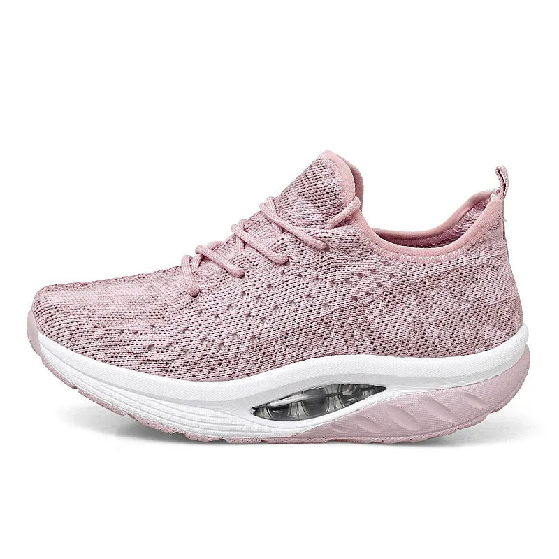 Flying Woven Air Cushion Sneakers Fitness Mom Shoes Mesh Breathable Women's Shoes