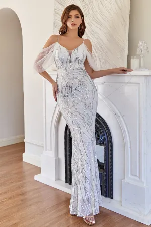 Glitter Mermaid White Sequins Formal Dress
