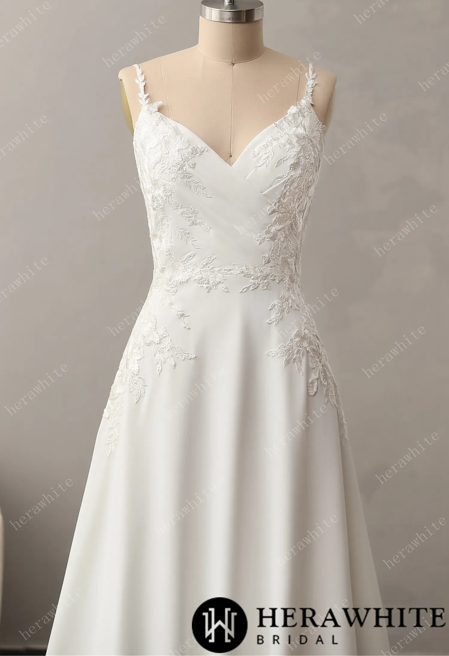 Lace A-Line Wedding Dress with Spaghetti Straps