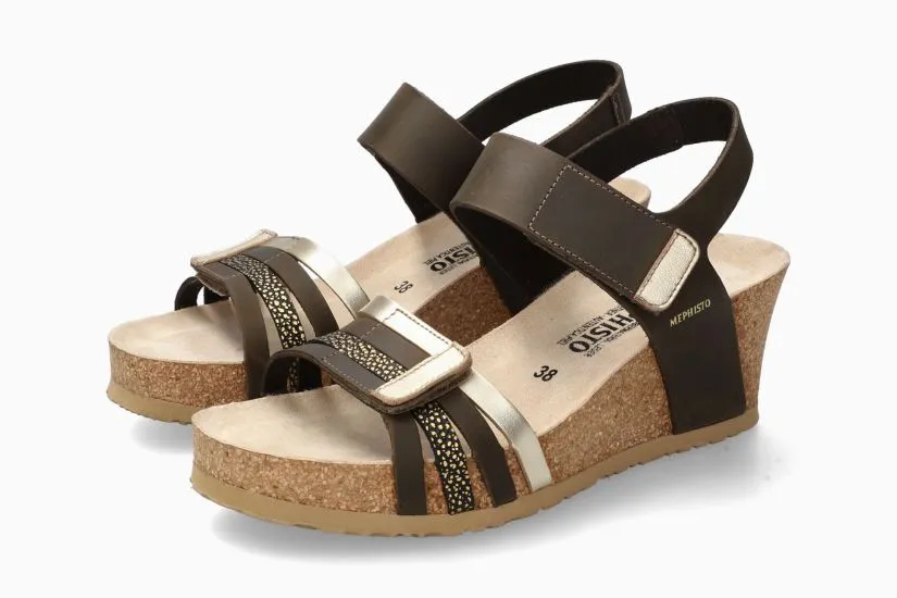 Lucia Lightweight Walking Wedge Sandal in Khaki