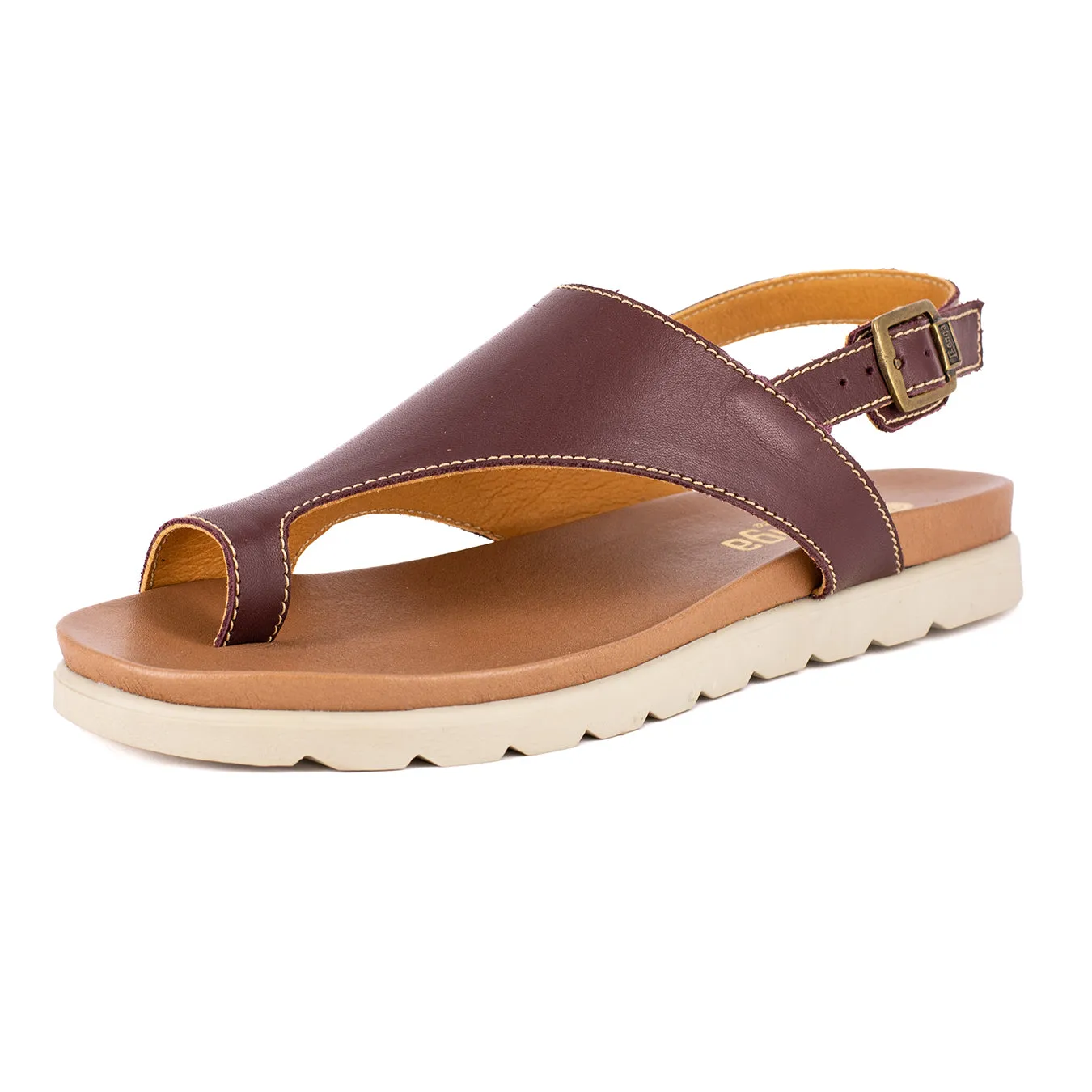 Madalitso : Ladies Leather Sandal in Raisin Metallic