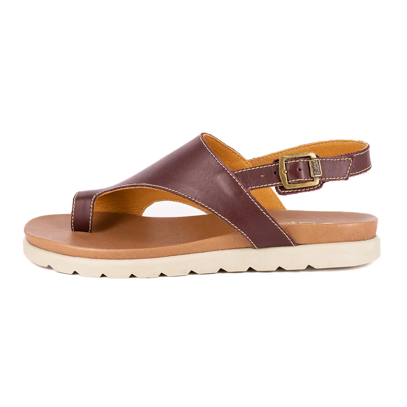 Madalitso : Ladies Leather Sandal in Raisin Metallic