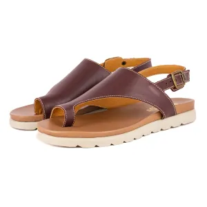 Madalitso : Ladies Leather Sandal in Raisin Metallic