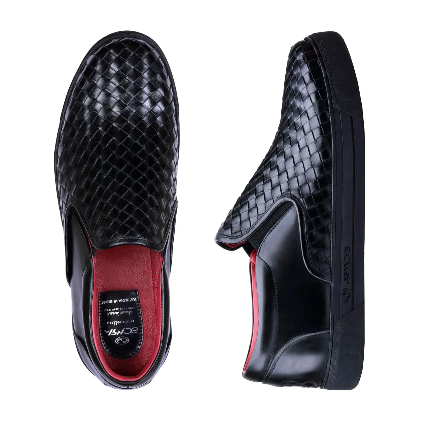 Men's Black Woven Slip-On Sneaker