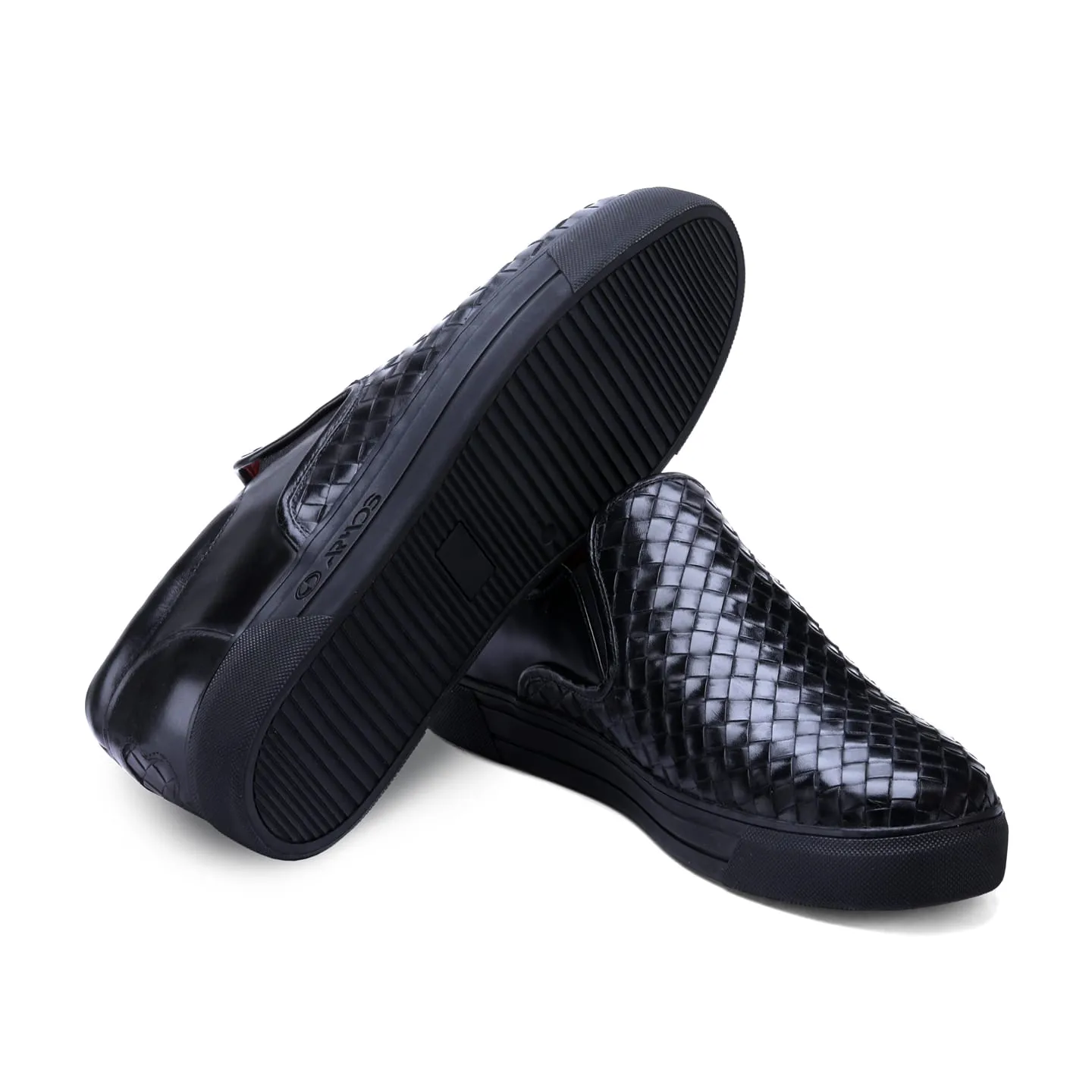 Men's Black Woven Slip-On Sneaker