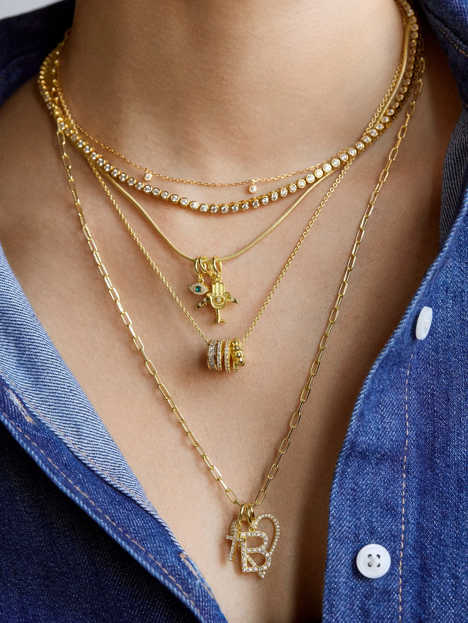Pavé Initial Cluster Charm - D