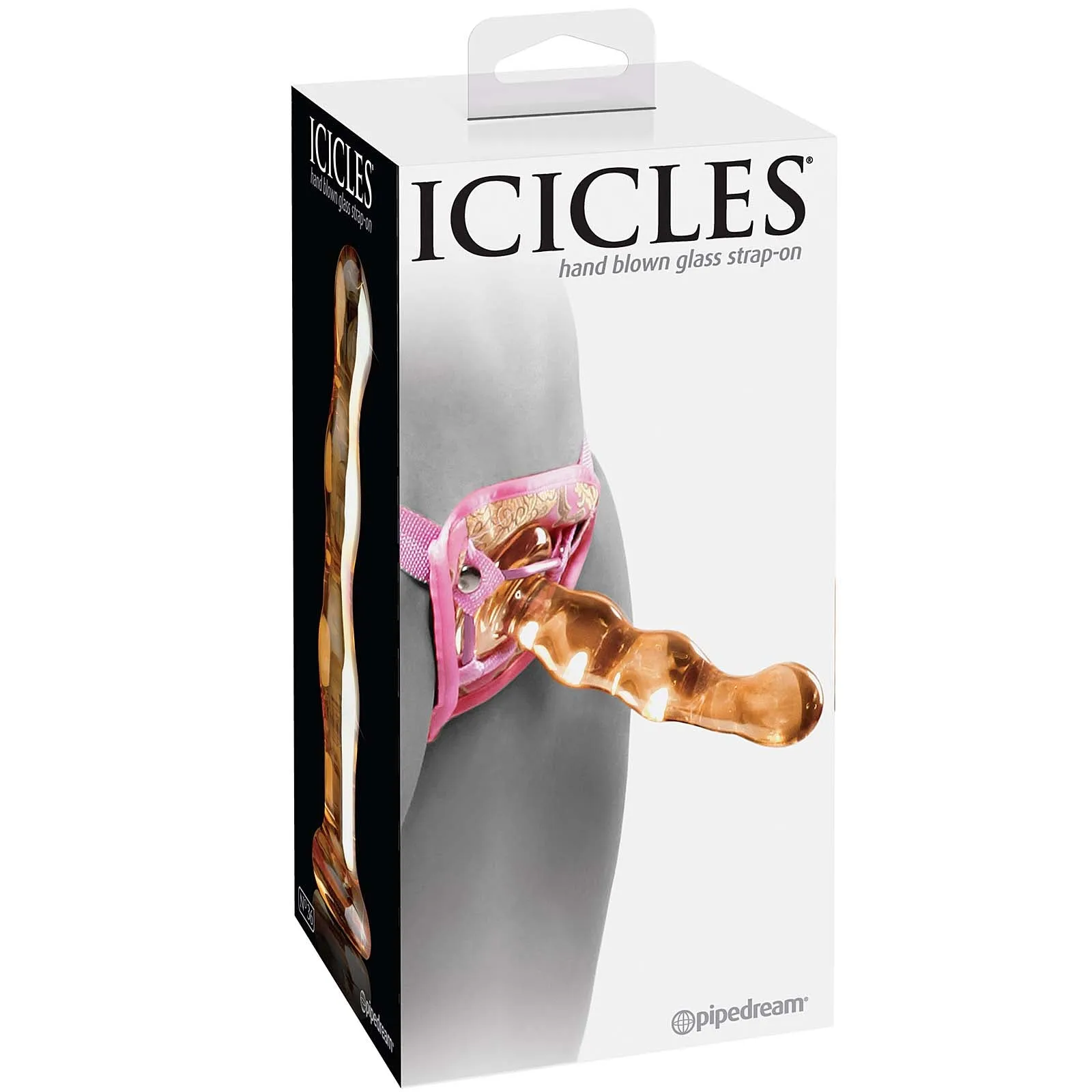 Pipedream - Icicles No.36 - Glass Massager with Strap-On - Yellow 7"