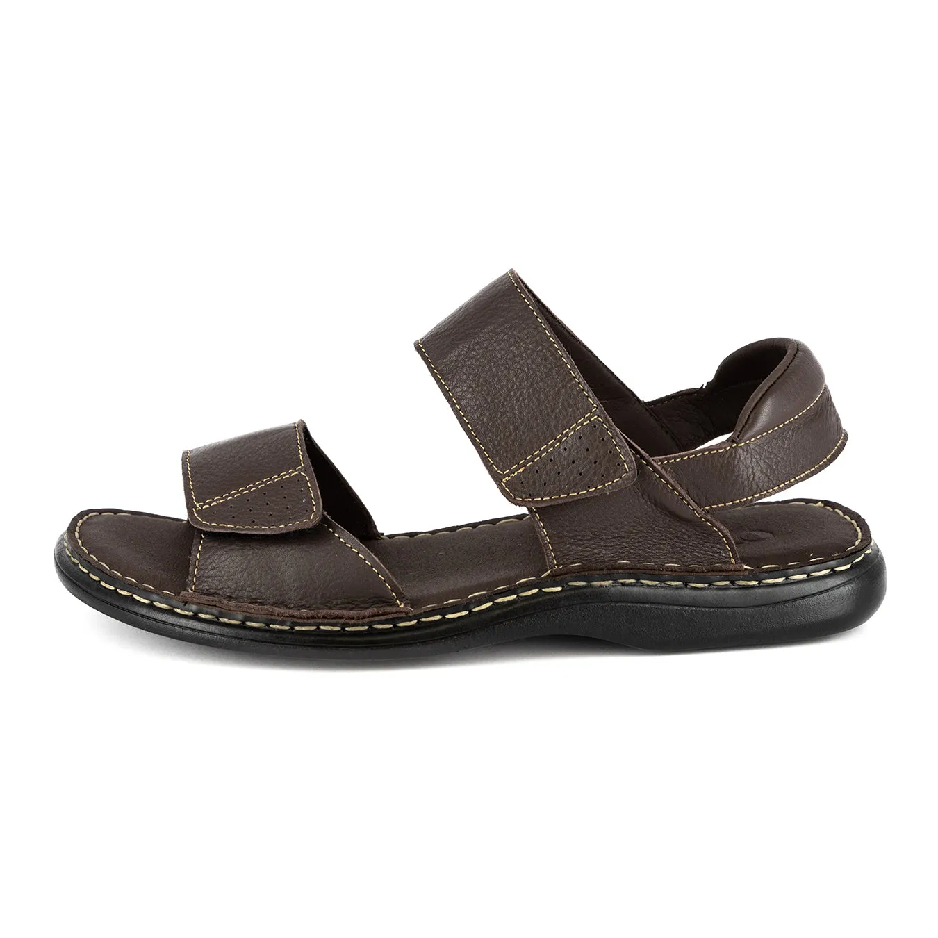 Seyili : Mens Leather Sandals in Choc Delta