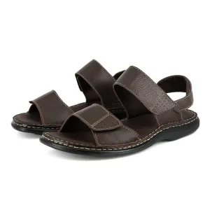 Seyili : Mens Leather Sandals in Choc Delta