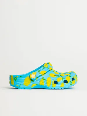 WOMENS CROCS CLASSIC FRESH FRUITS CLOG - BLUE