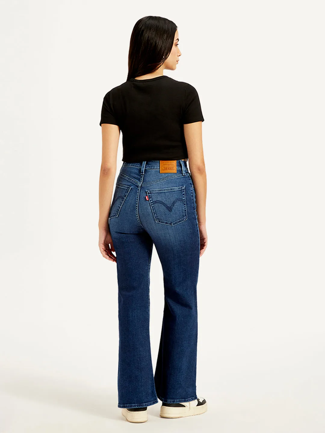 Women's Dark Blue Bootcut Fit High Rise Jeans